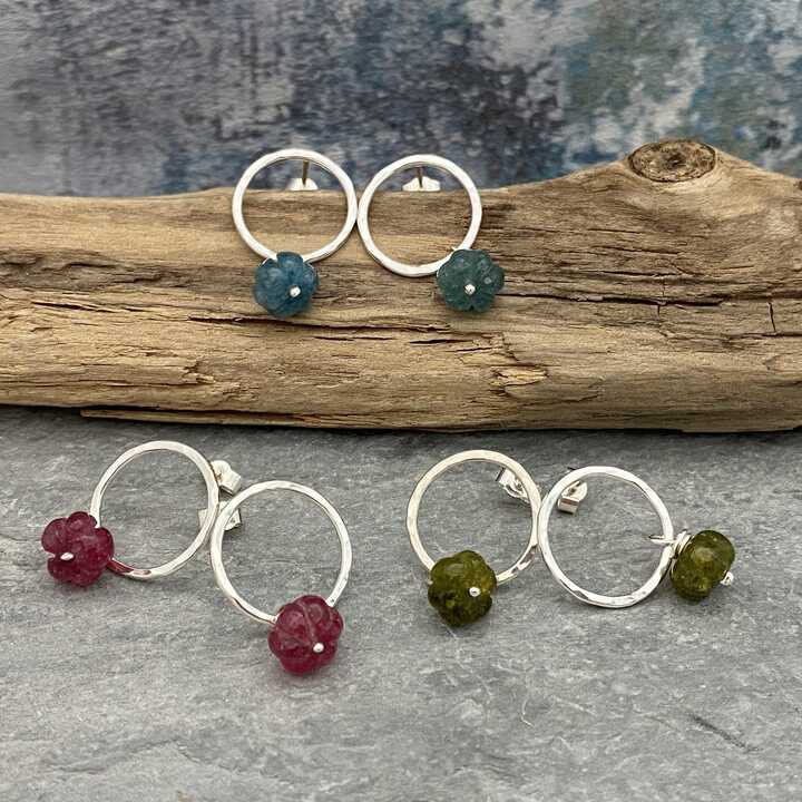 This is a picture of tourmaline and silver earrings 