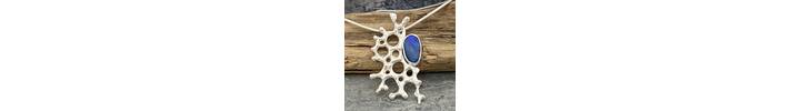Opal and organic silver pendant