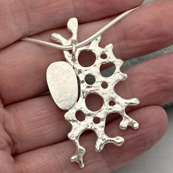 Opal and organic silver pendant 7