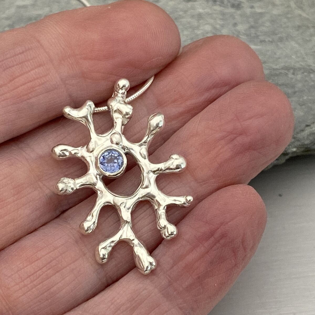 Sapphire coral shaped pendant 5
