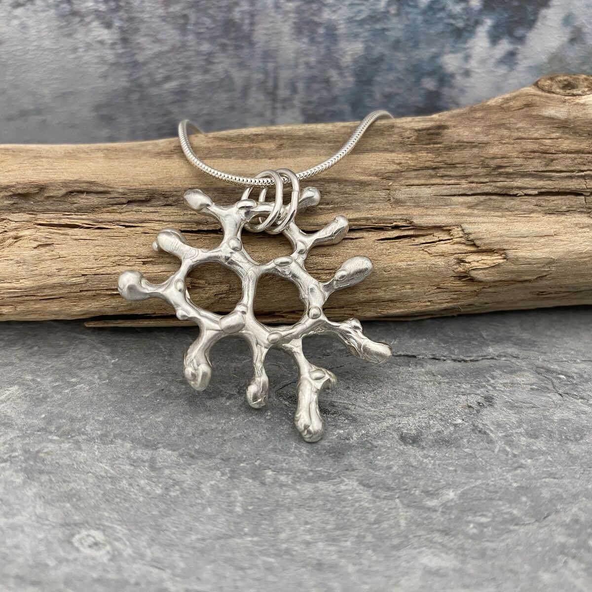Silver coral like organic pendant 6