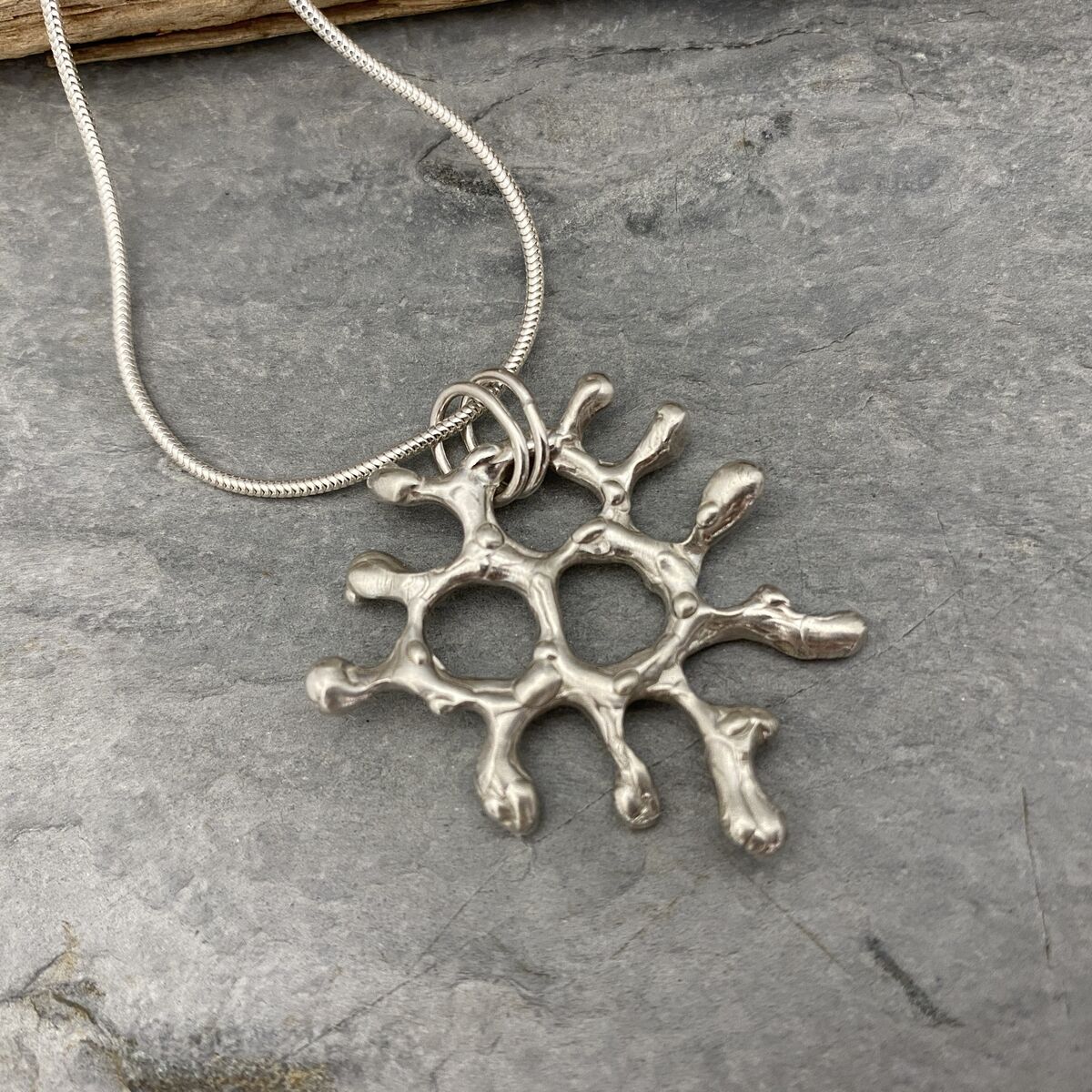Silver coral like organic pendant 3