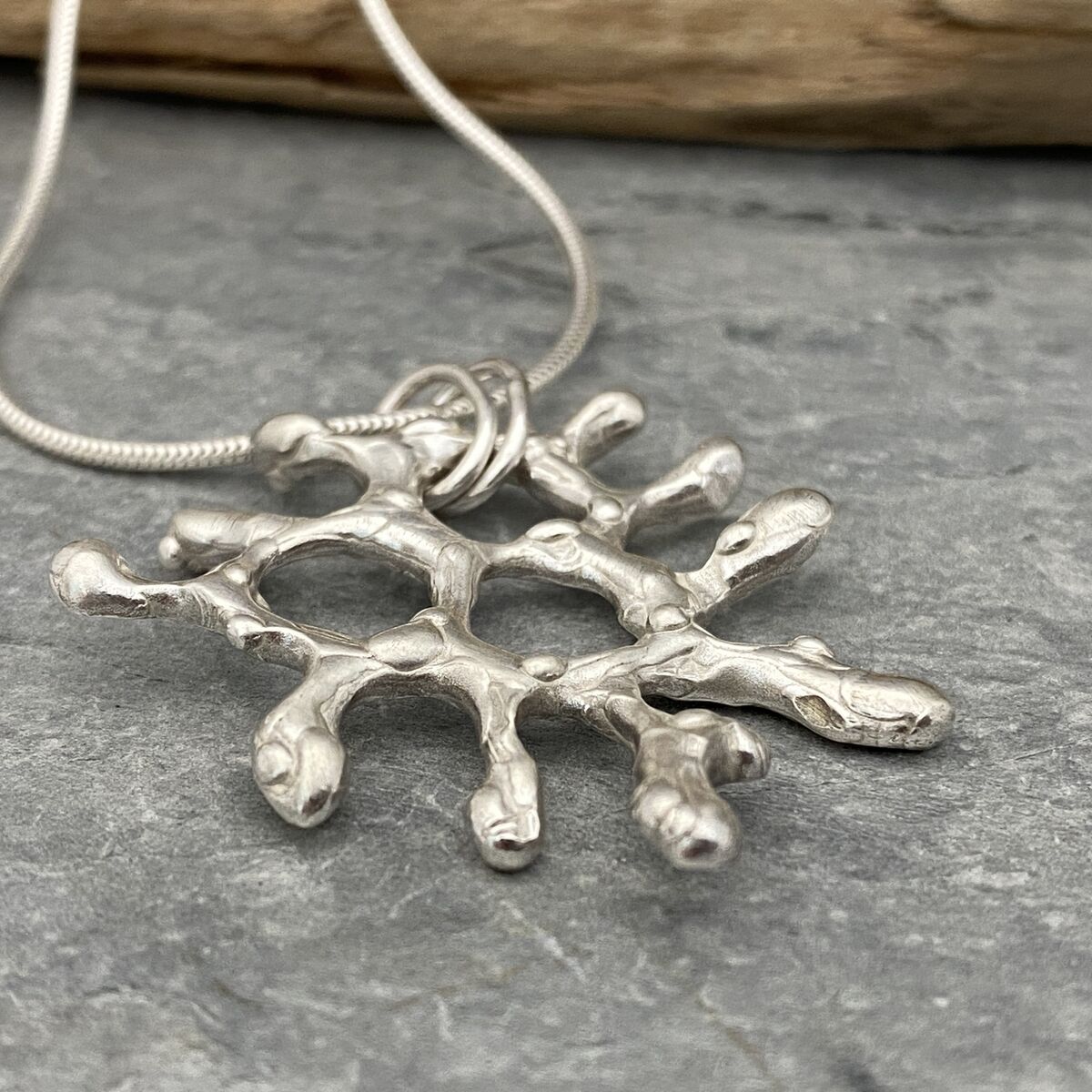 Silver coral like organic pendant 2