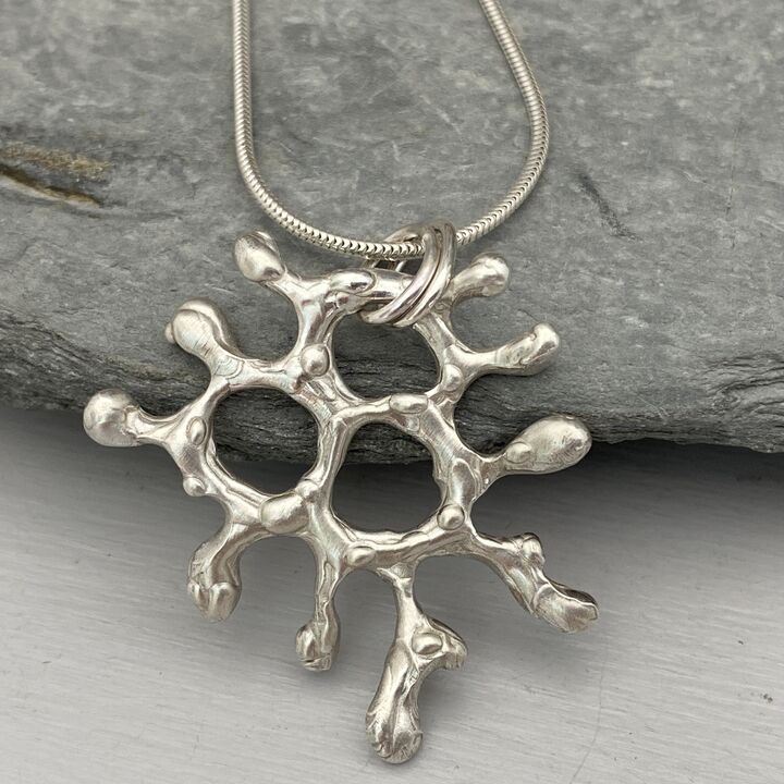 Silver coral like organic pendant