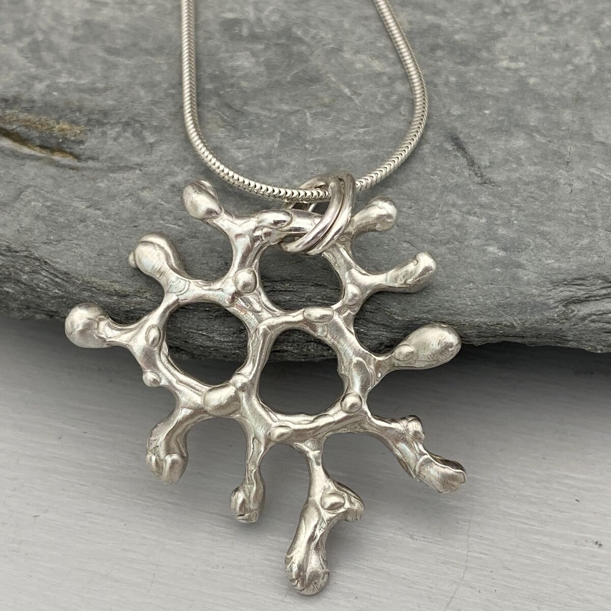 Silver coral like organic pendant