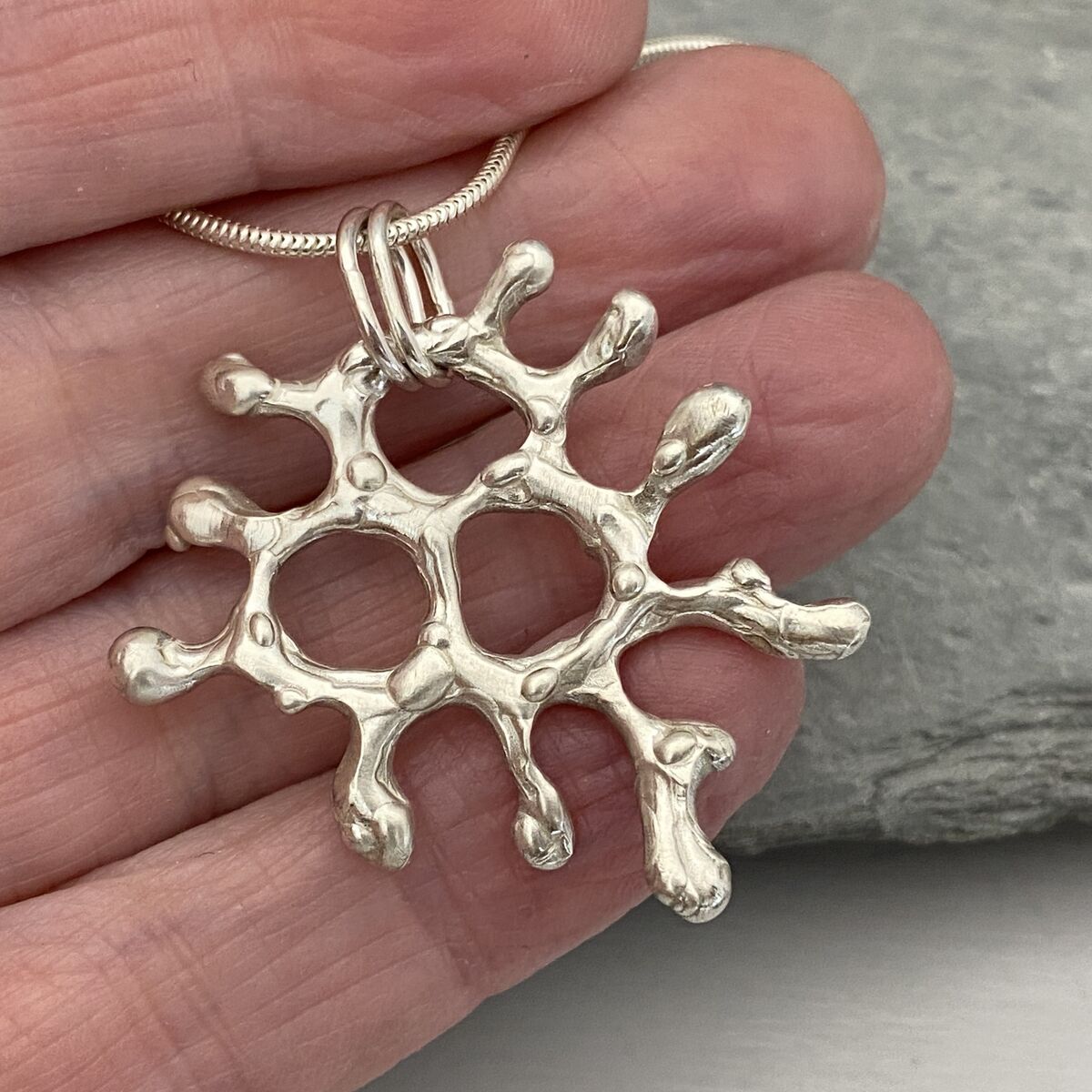 Silver coral like organic pendant 4