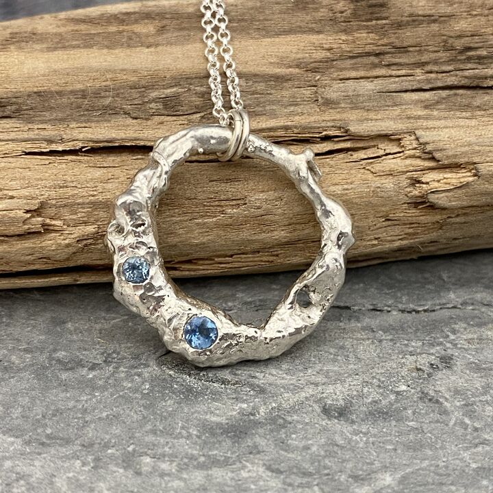 Organic silve and aquamarine necklace 3
