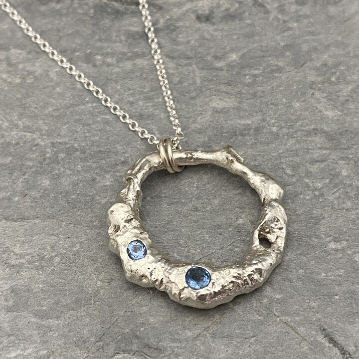 Organic silve and aquamarine necklace 2