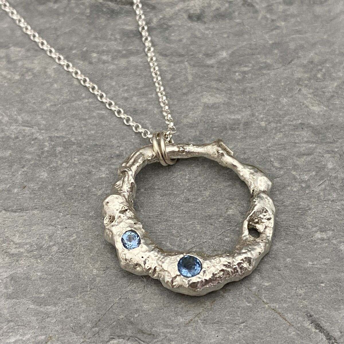 Organic silve and aquamarine necklace 2