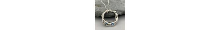 Organic silve and aquamarine necklace
