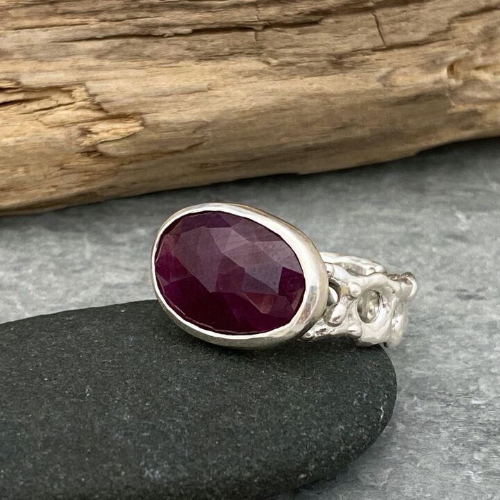 Ruby and silver ring