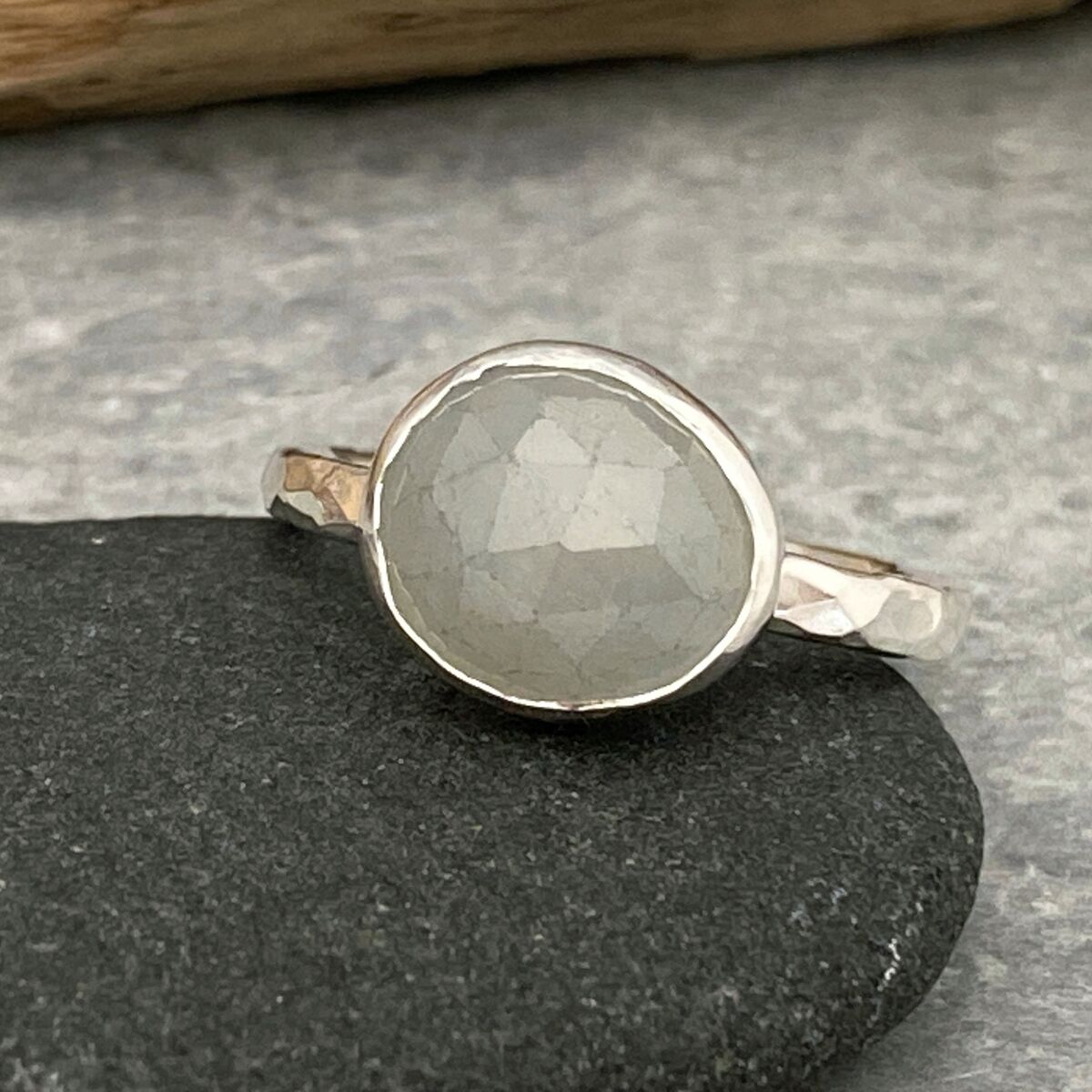 Grey sapphire ring
