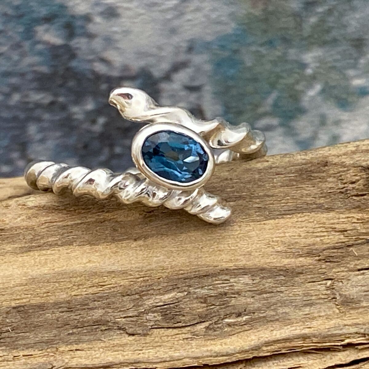 Twisted silver topaz ring 6