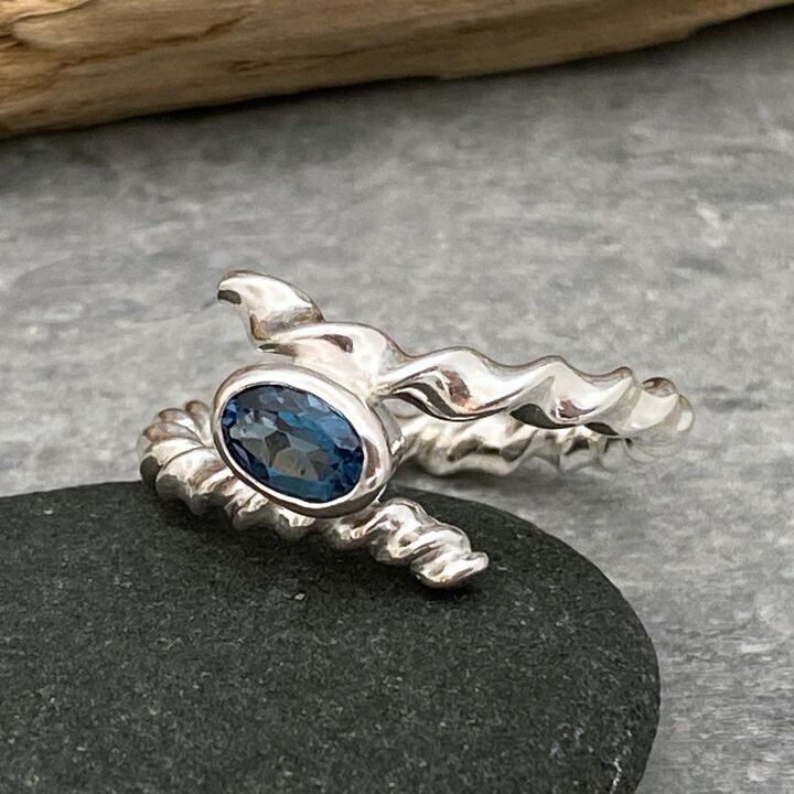 Twisted silver topaz ring 3