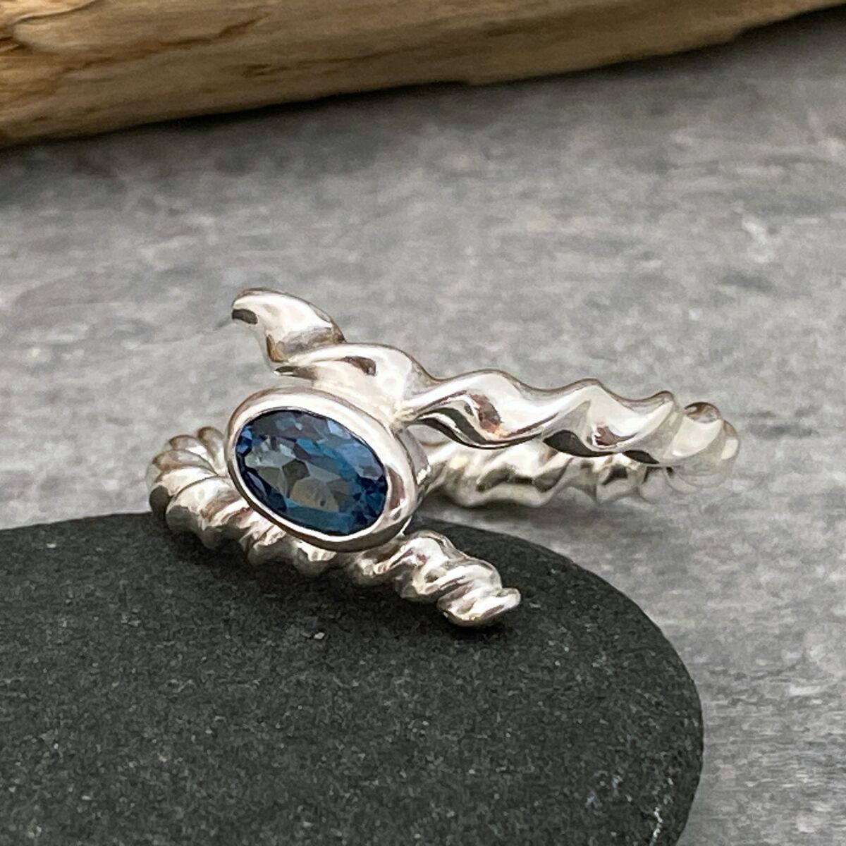 Twisted silver topaz ring 3