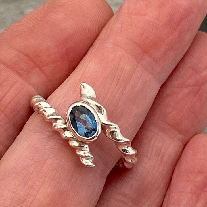 Twisted silver topaz ring 5