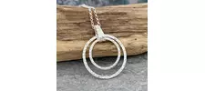 Coastline textured two circle silver pendant