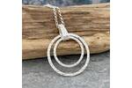 Coastline textured two circle silver pendant