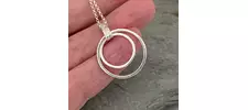 Coastline textured two circle silver pendant 5