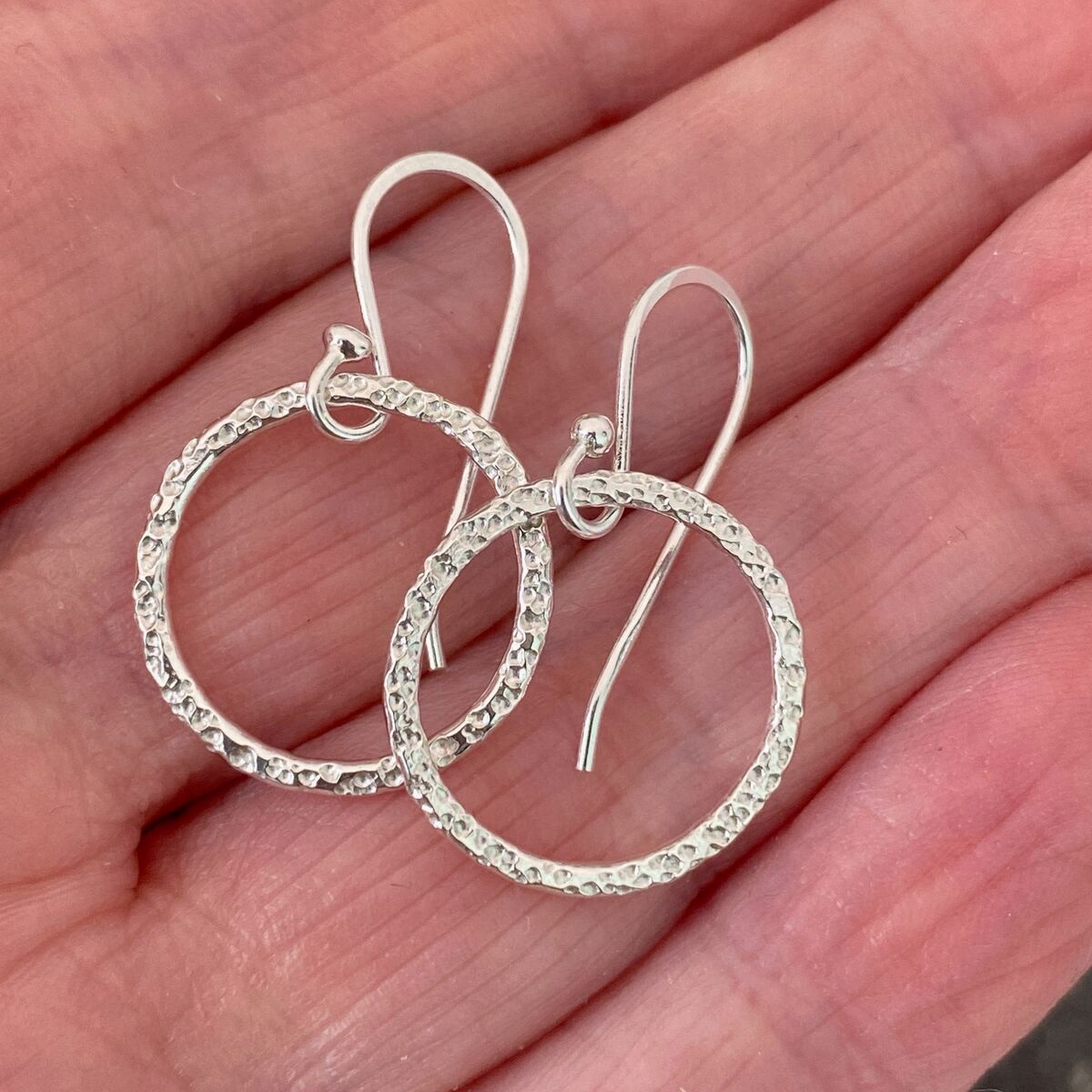 Round silver dangle earrings 2