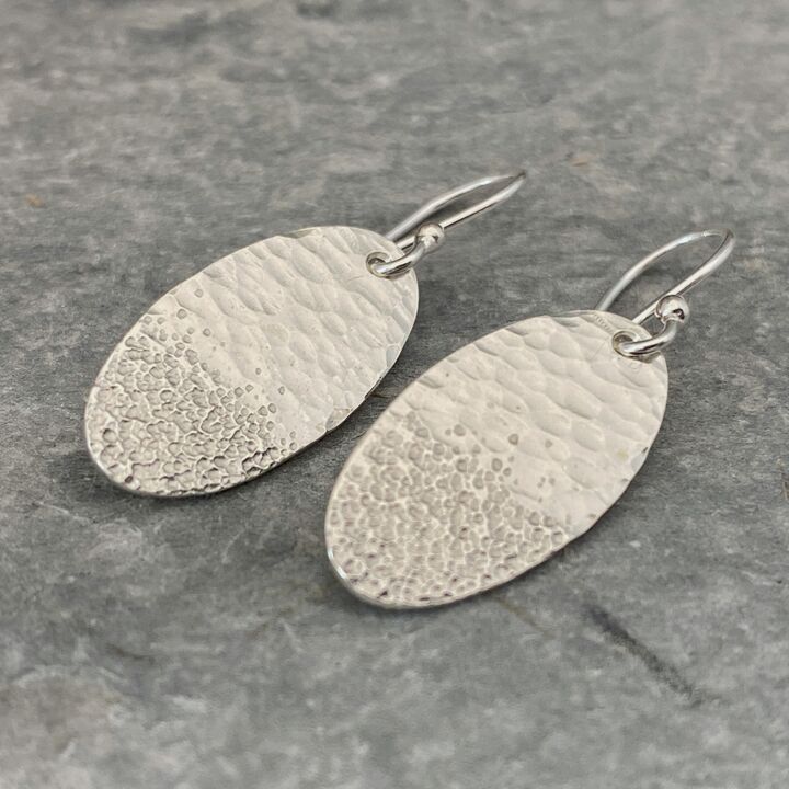 Sand and sea textured oval drop earrings 4