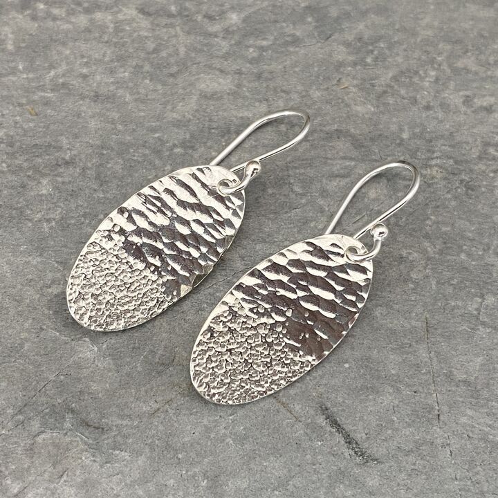 Sand and sea textured oval drop earrings 2