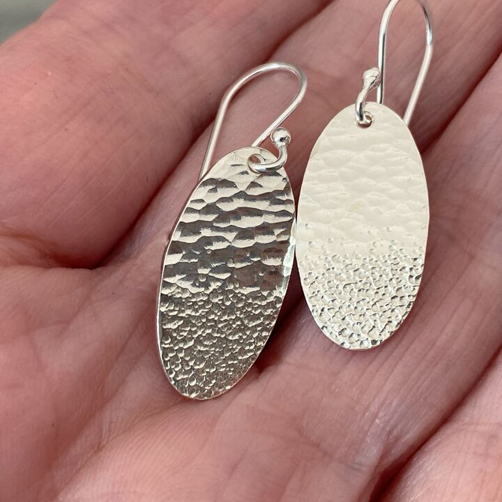 Sand and sea textured oval drop earrings 3