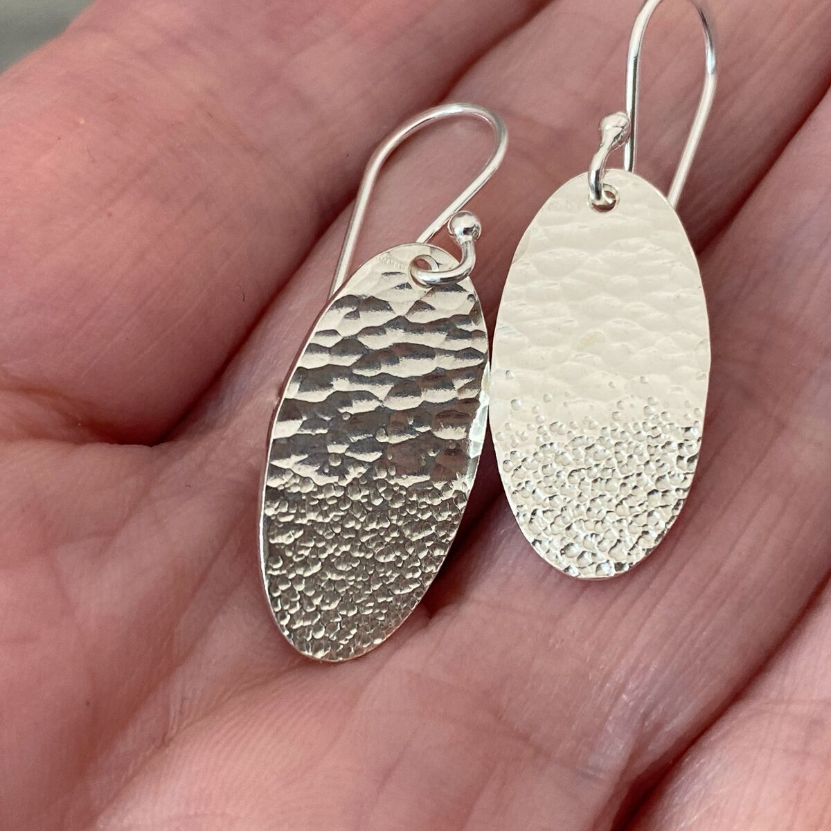 Sand and sea textured oval drop earrings 3