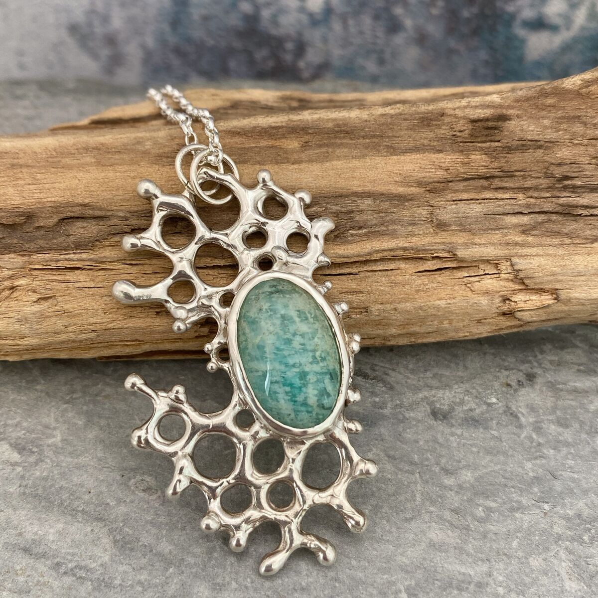 Amazonite stone in an organic sea inspired setting 2