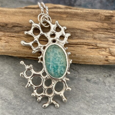 Amazonite stone in an organic sea inspired setting