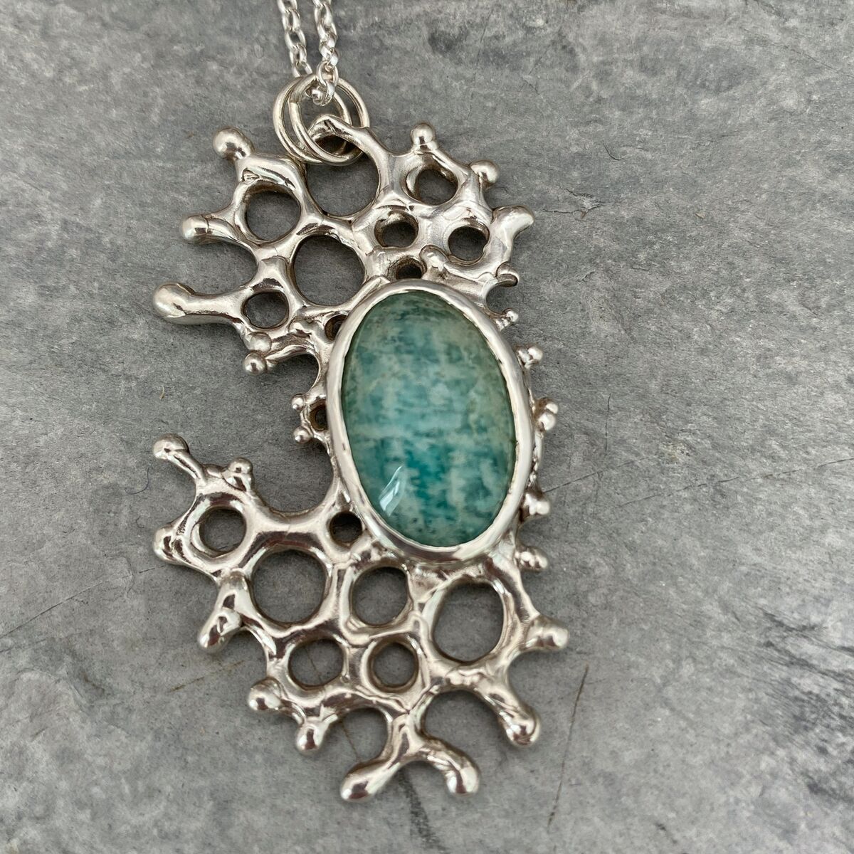 Amazonite stone in an organic sea inspired setting 4