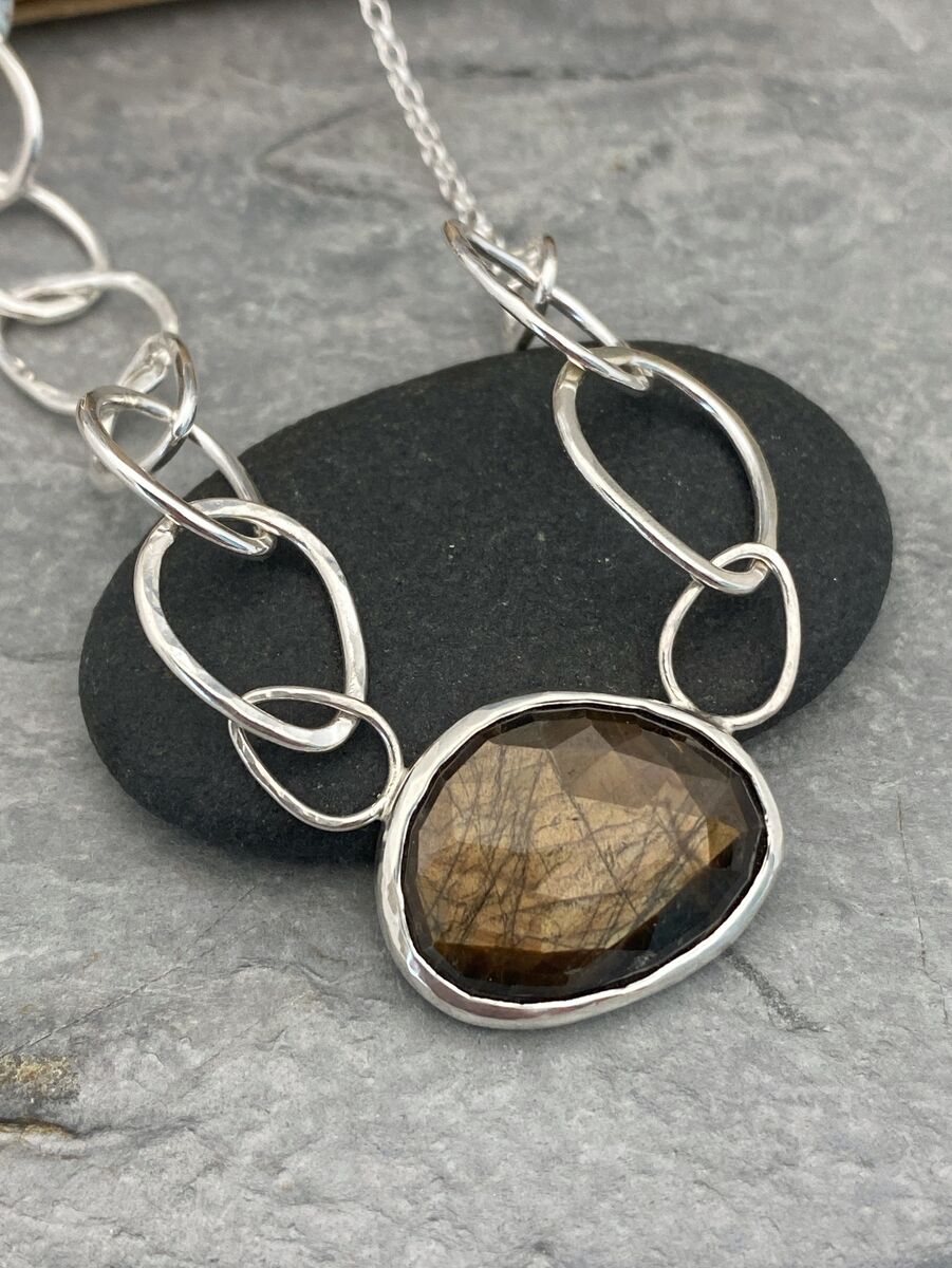Brown sapphire necklace