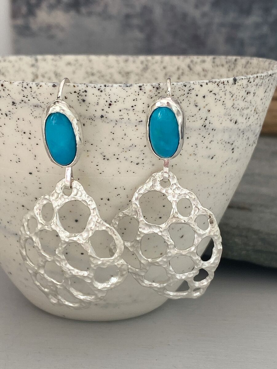 Turquoise and silver bold earrings 2