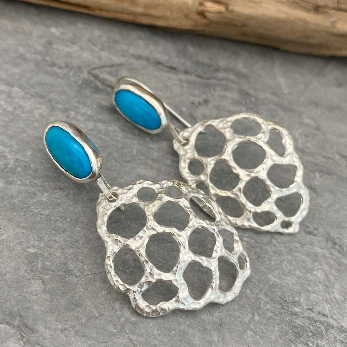 Turquoise and silver bold earrings 3