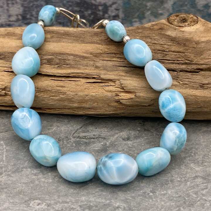 Blue Larimar and silver bracelet 