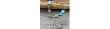Blue Larimar and silver bracelet  3