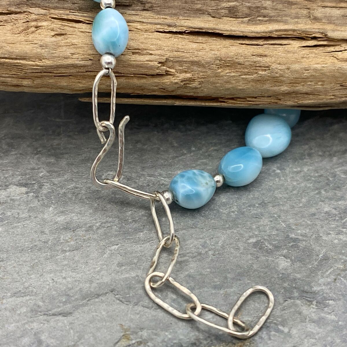 Blue Larimar and silver bracelet 3