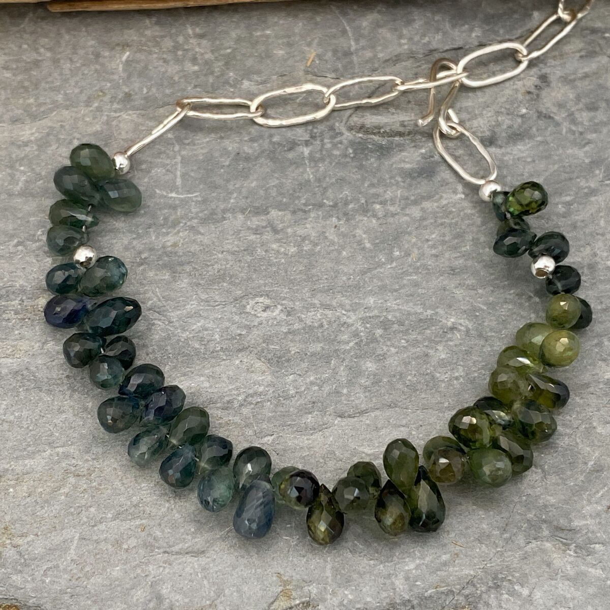 Green and blue sapphire bead bracelet 3