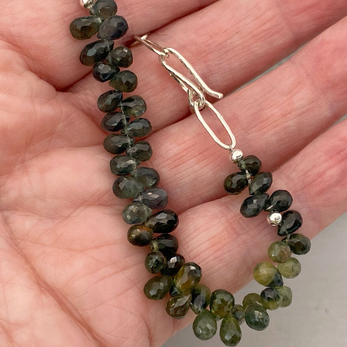 Green and blue sapphire bead bracelet 5