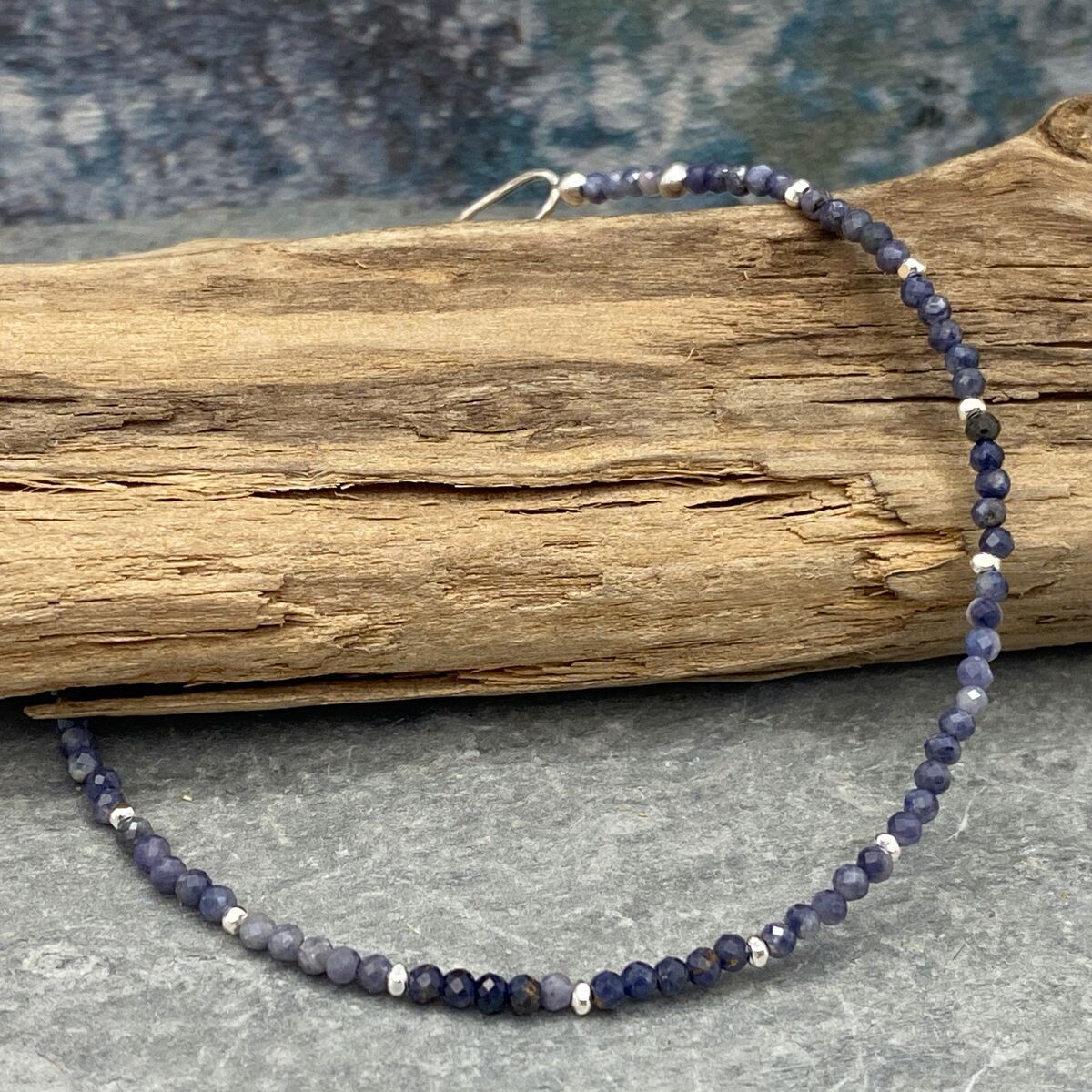 Blue sapphire bead bracelet