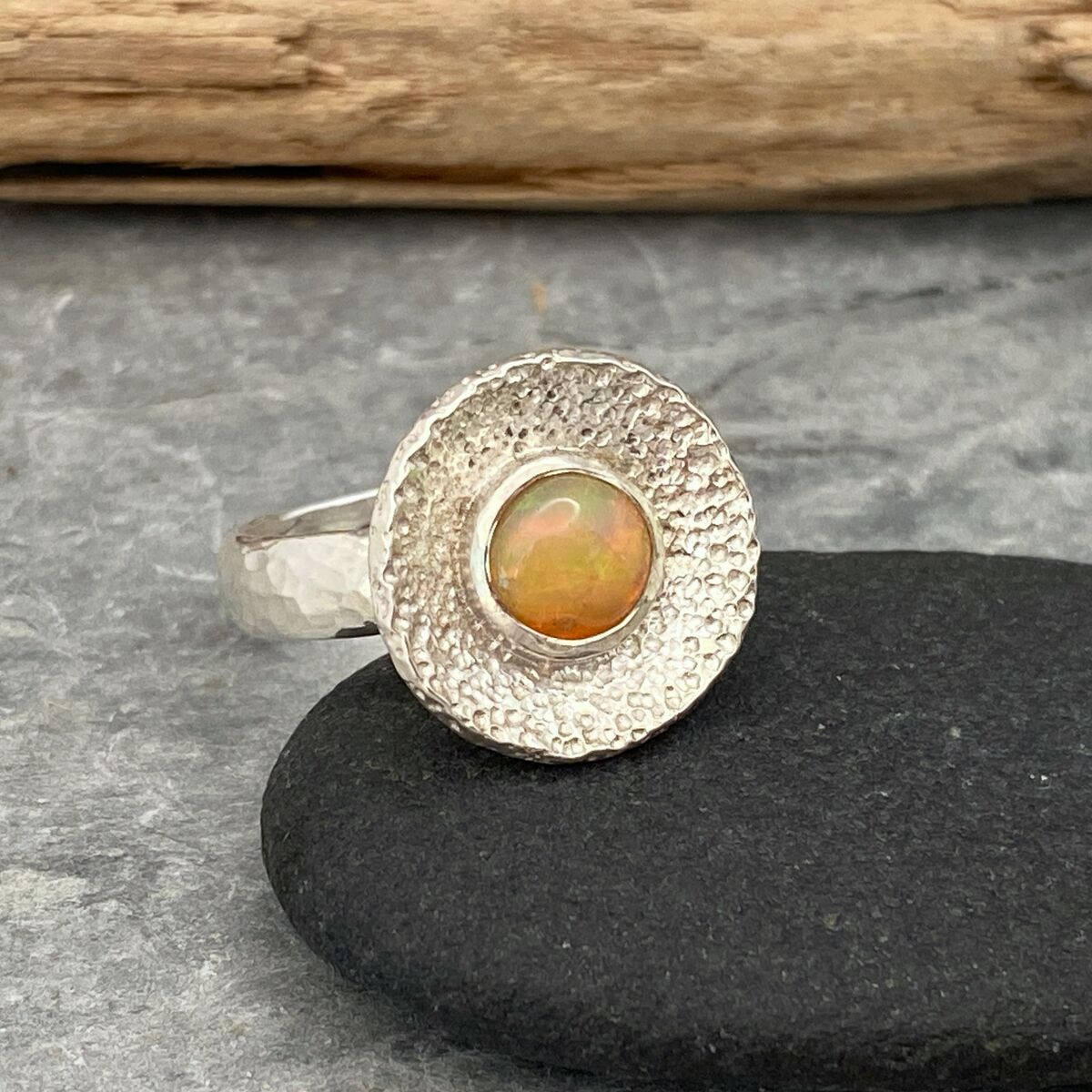 Solid Ethiopian opal ring