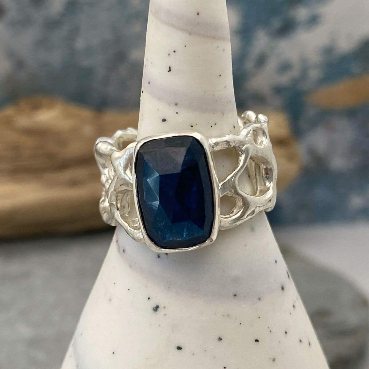 Bold kyanite and silver ring 2
