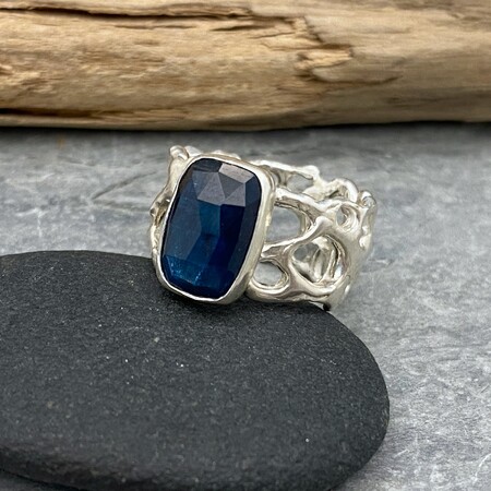 Bold kyanite and silver ring