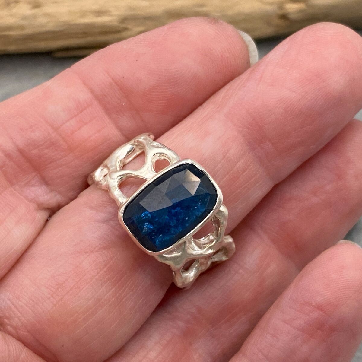 Bold kyanite and silver ring 4