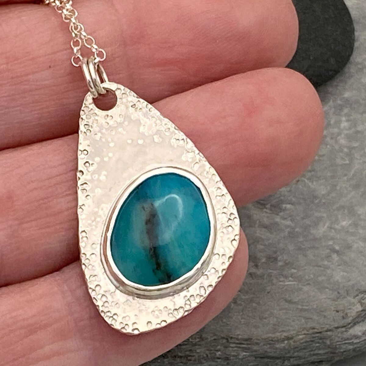 Blue Peruvian Opal pendant