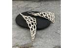 Organic silver triangular dangle earrings