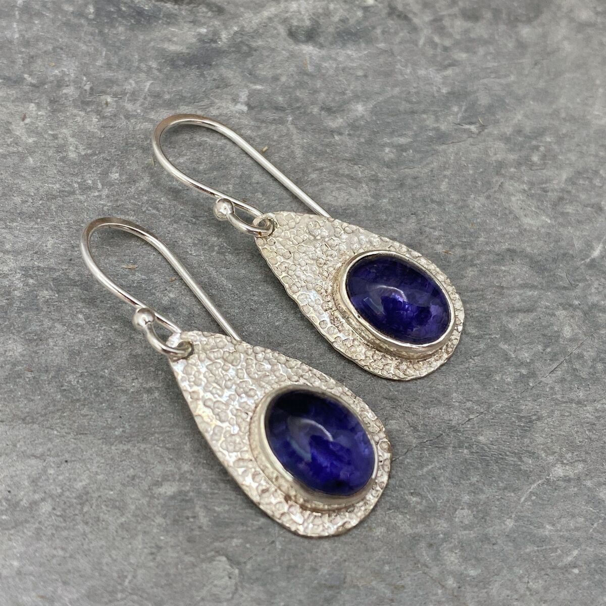 Iolite and silver droplet earrings 2