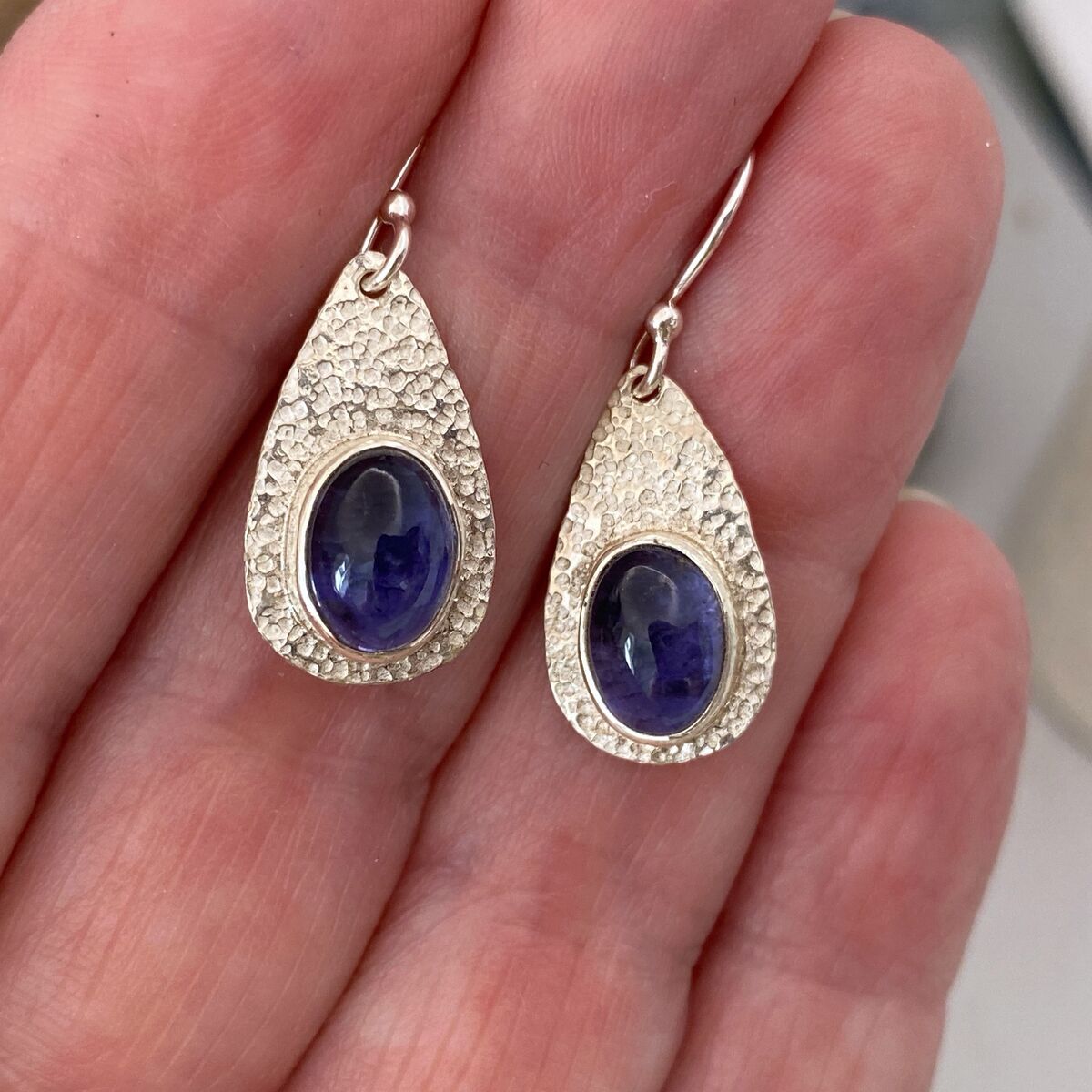 Iolite and silver droplet earrings 3