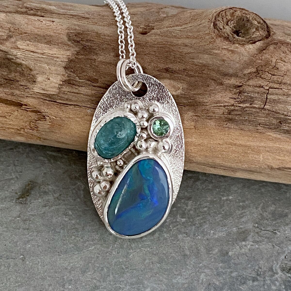 Opal and sapphire necklace
