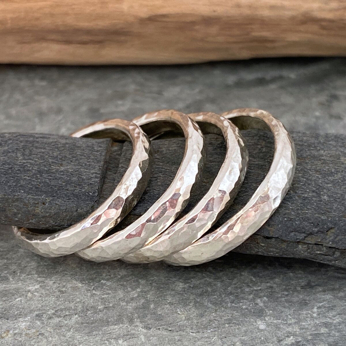 Chunky hammered silver ring